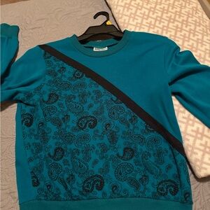 Teal Paisley Women's Crewneck Sweater